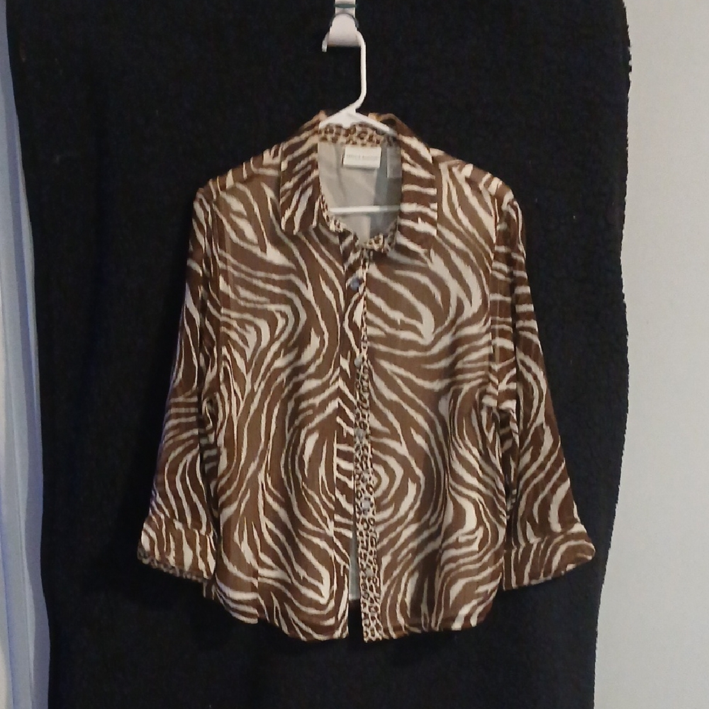 Alfred Dunner Brown Zebra Print Top